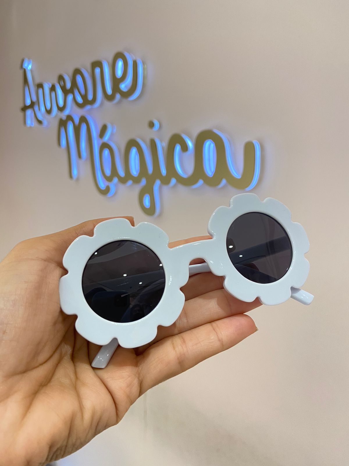 Óculos de Sol Infantil Flor Off White UV400