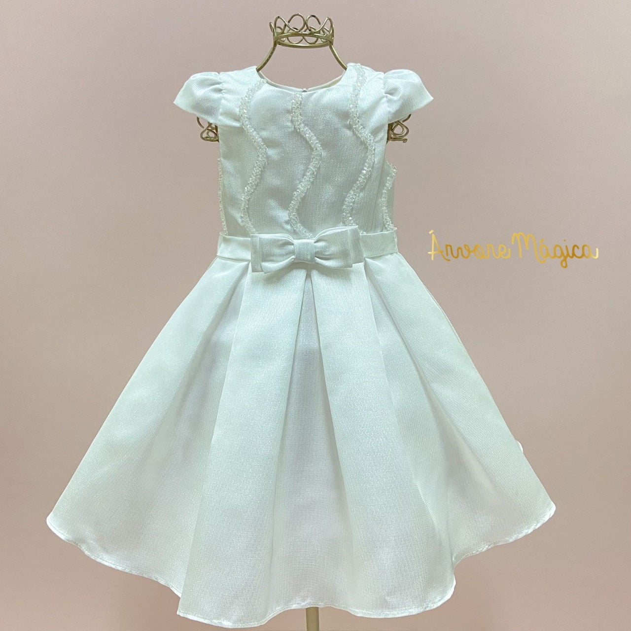 Vestido de Festa Infantil Branco Cristal Petit Cherie