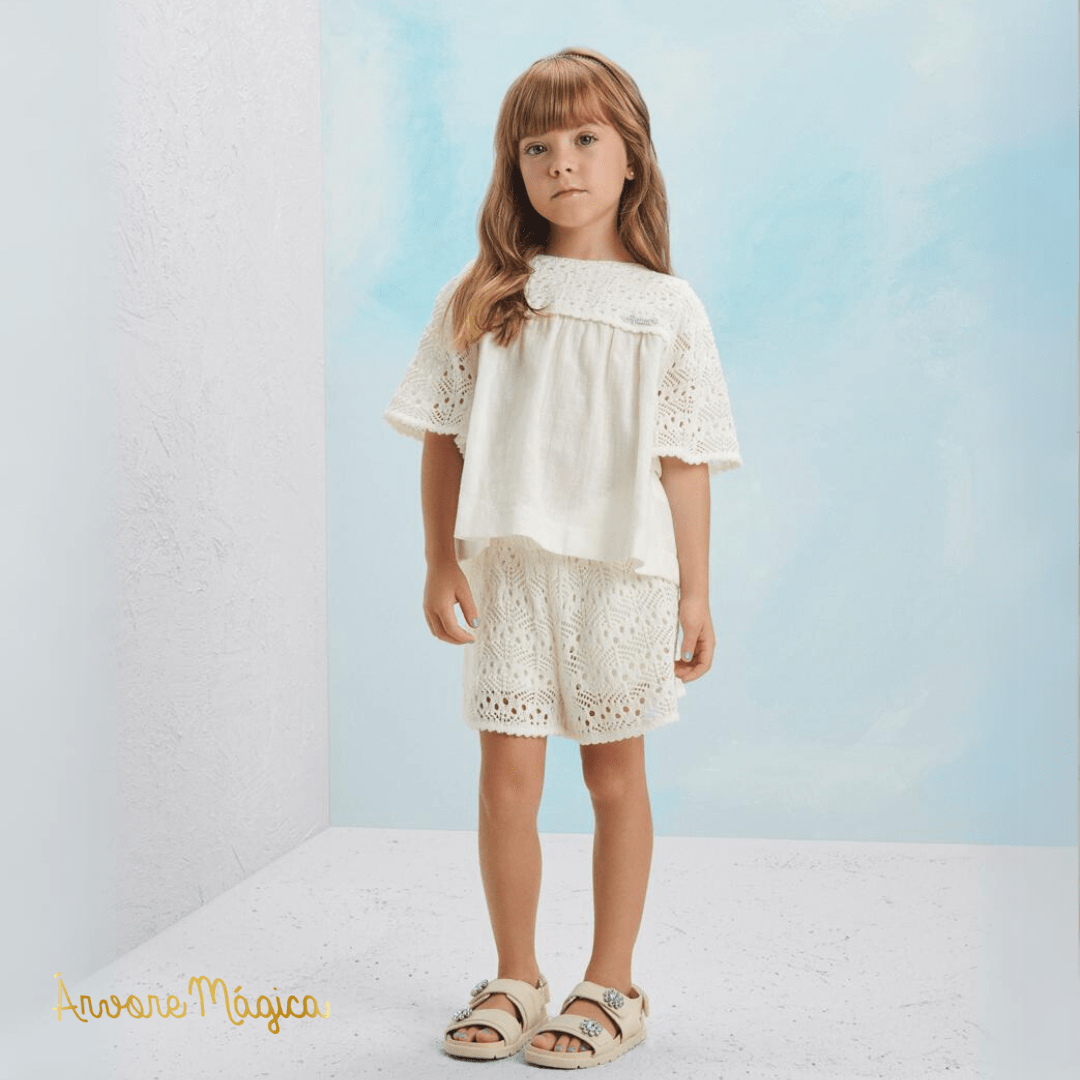 Conjunto Infantil Animê Tricot Off White