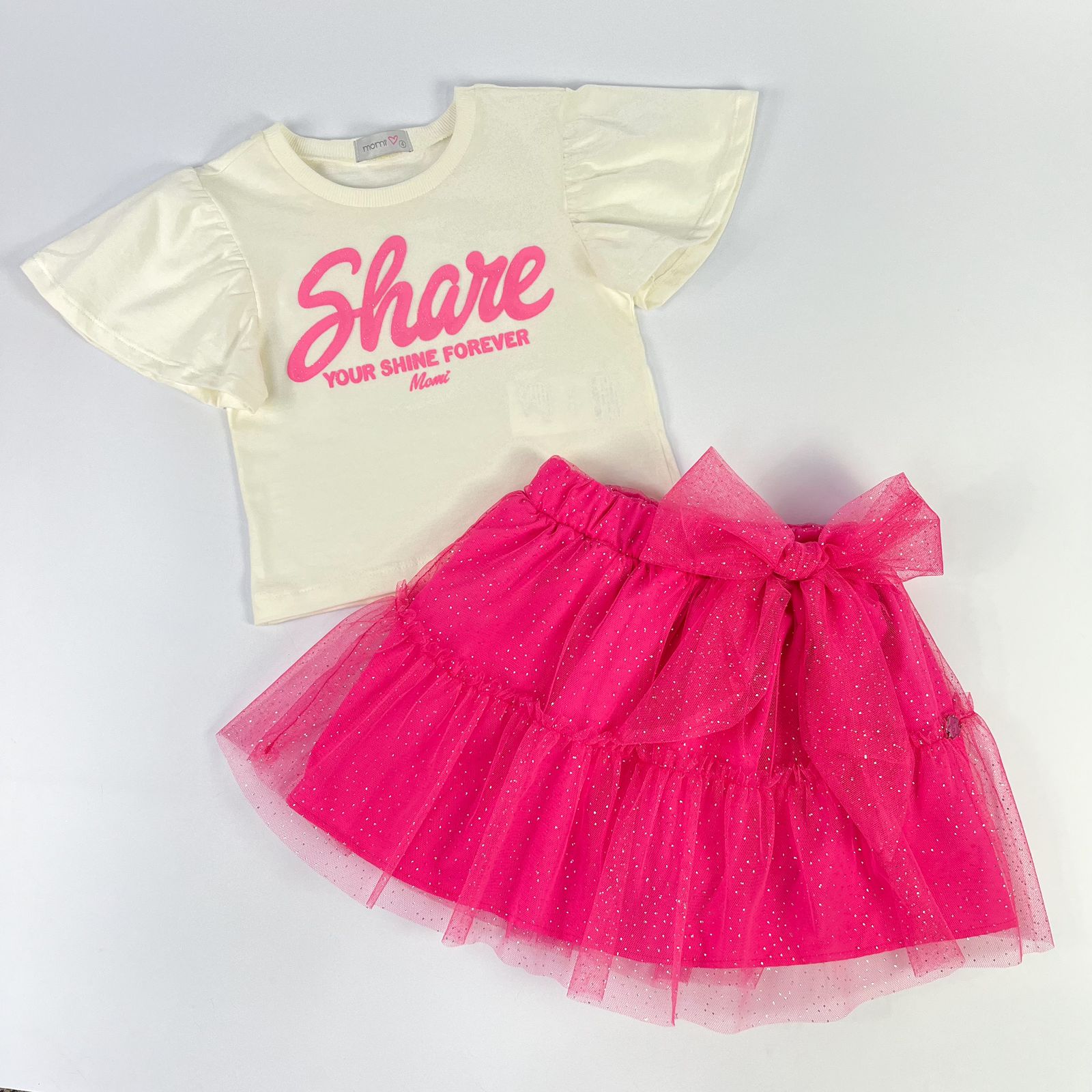 Conjunto Infantil Momi Blusa & Saia Tule Glitter Laço