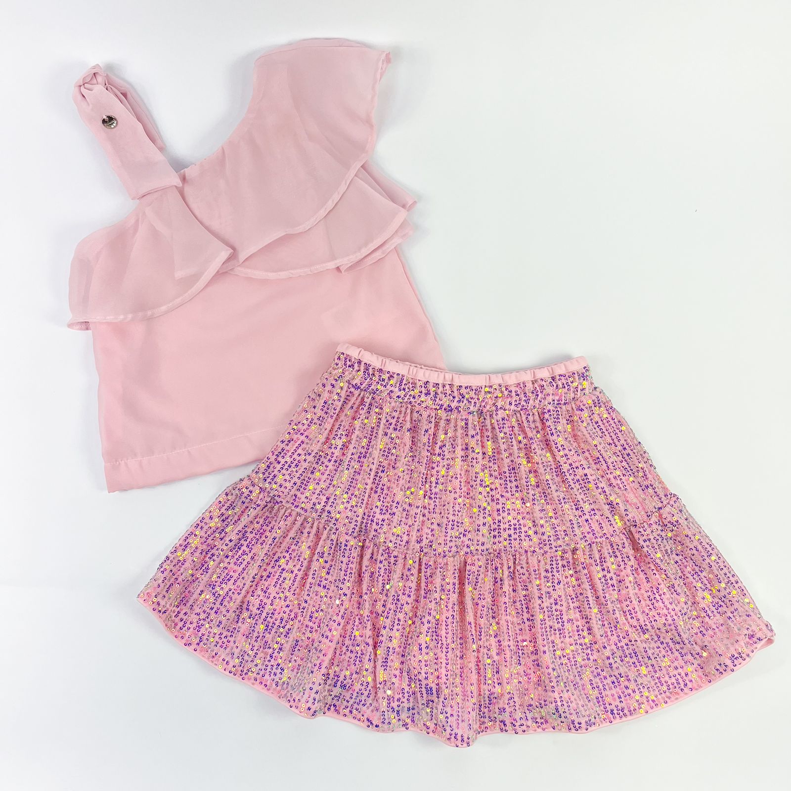 Conjunto Infantil Pandora Saia Paetês Animê