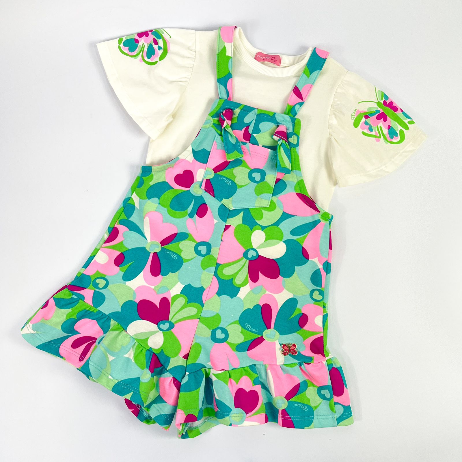 Jardineira Infantil Momi Borboletas Com Blusa