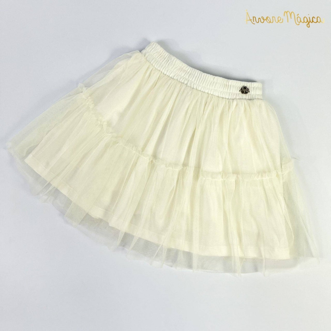 Saia Tule Off White Infantil Momi