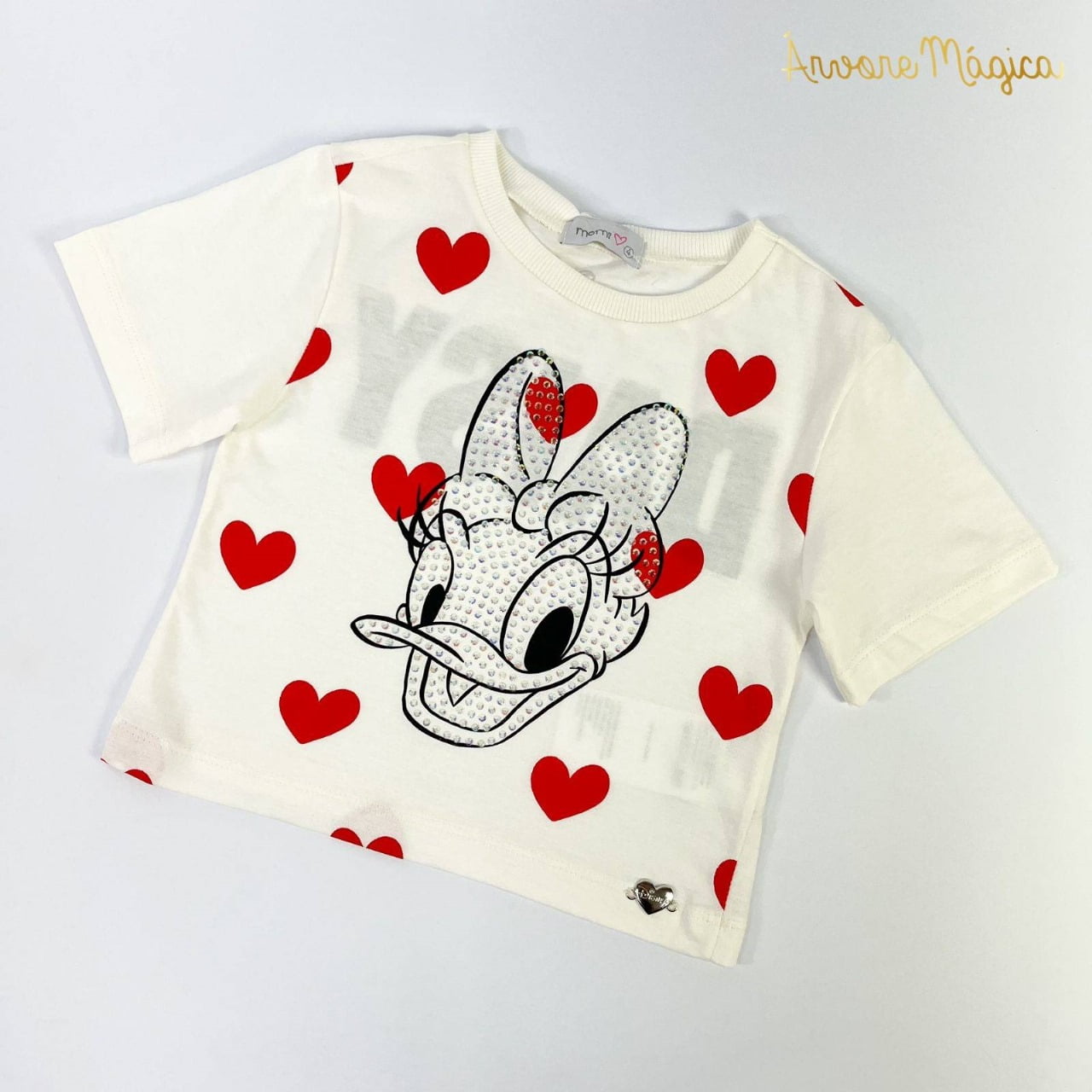 Blusa Infantil Momi Daisy Corações Strass Disney