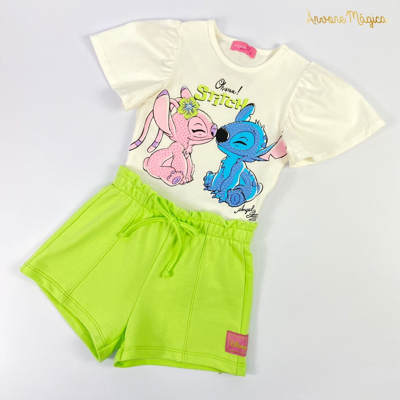 Conjunto Infantil Momi Angel & Stitch Strass Disney