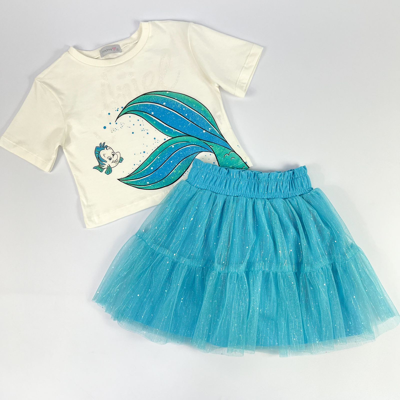 Conjunto Infantil Momi Saia Tule Brilhos Sereia