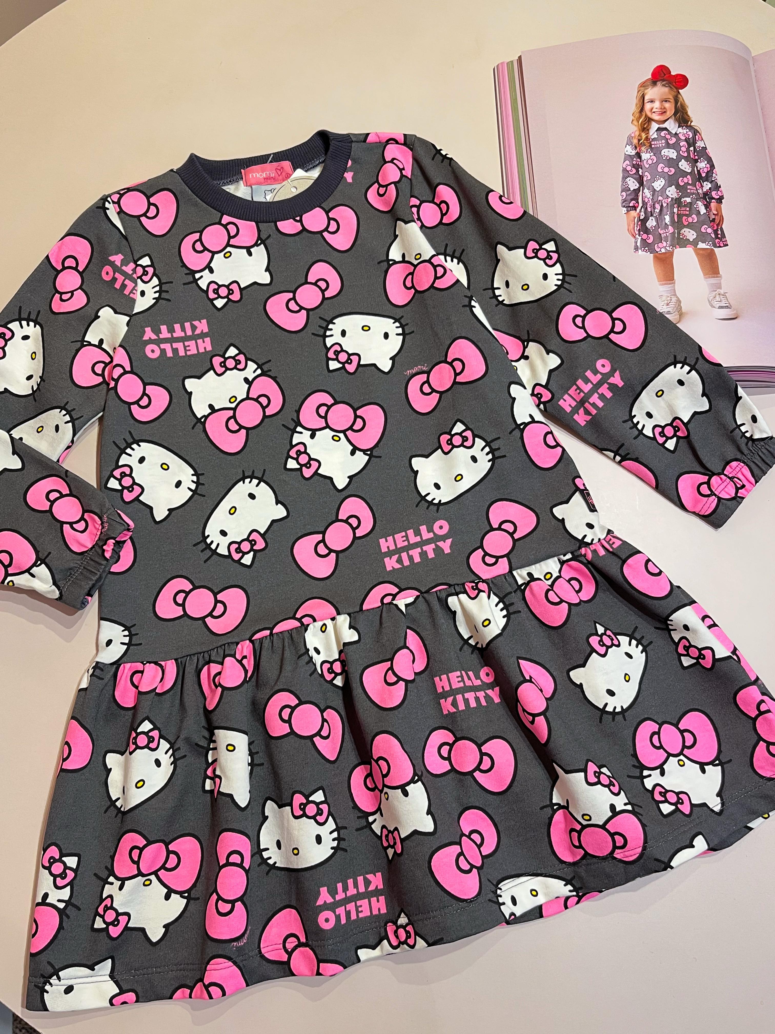 Vestido Infantil Hello Kitty Laços Momi 