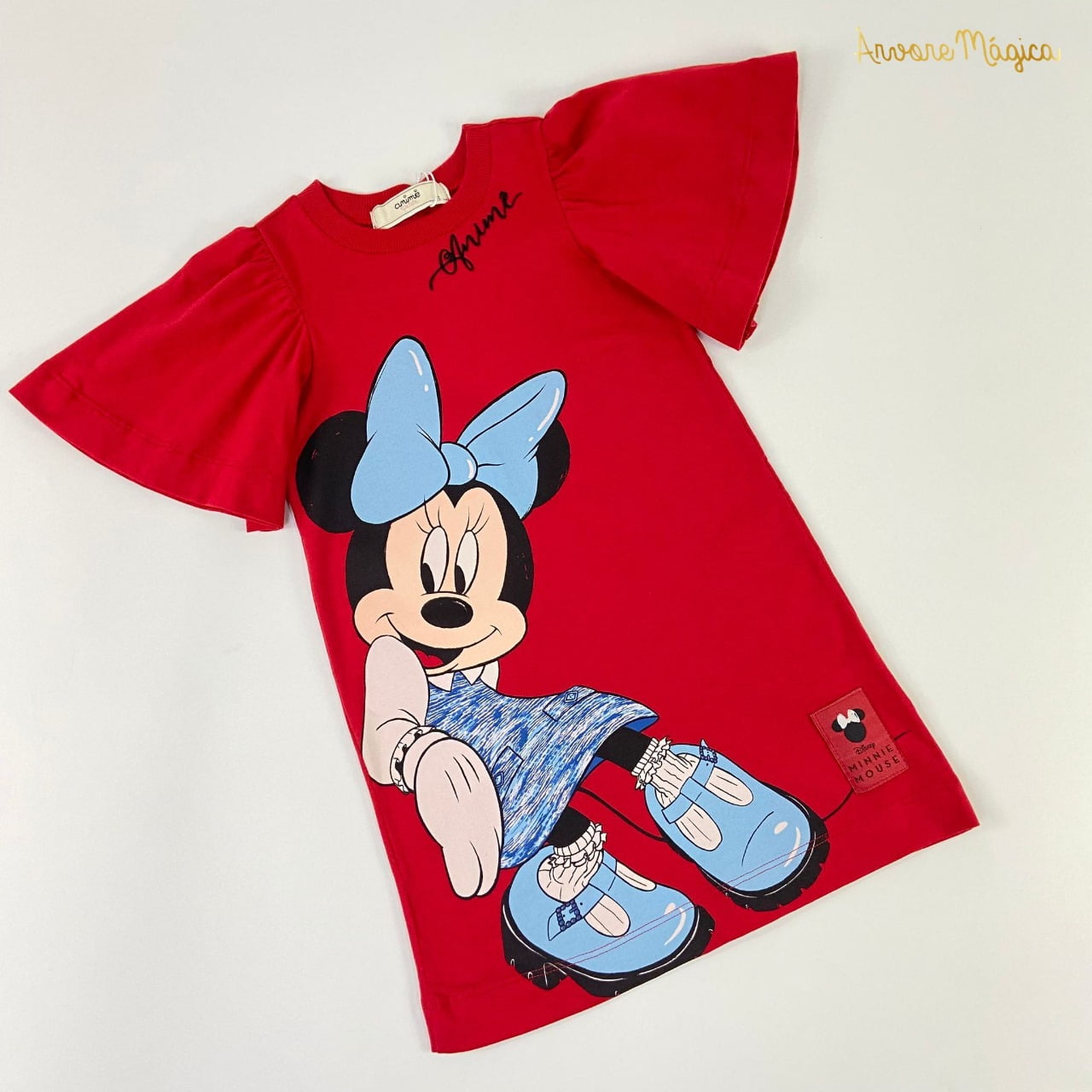 Vestido Infantil Animê Minnie e Mickey Disney