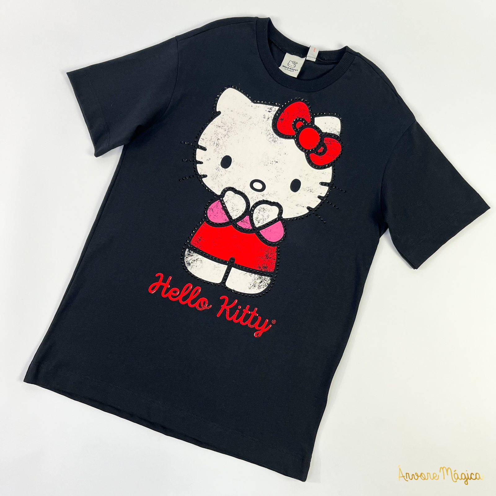 T-Shirt Alongada Hello Kitty Cristais