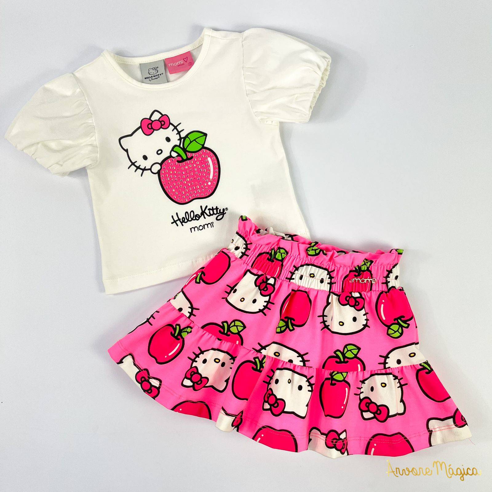 Conjunto Infantil Hello Kitty Maçãzinhas Neon