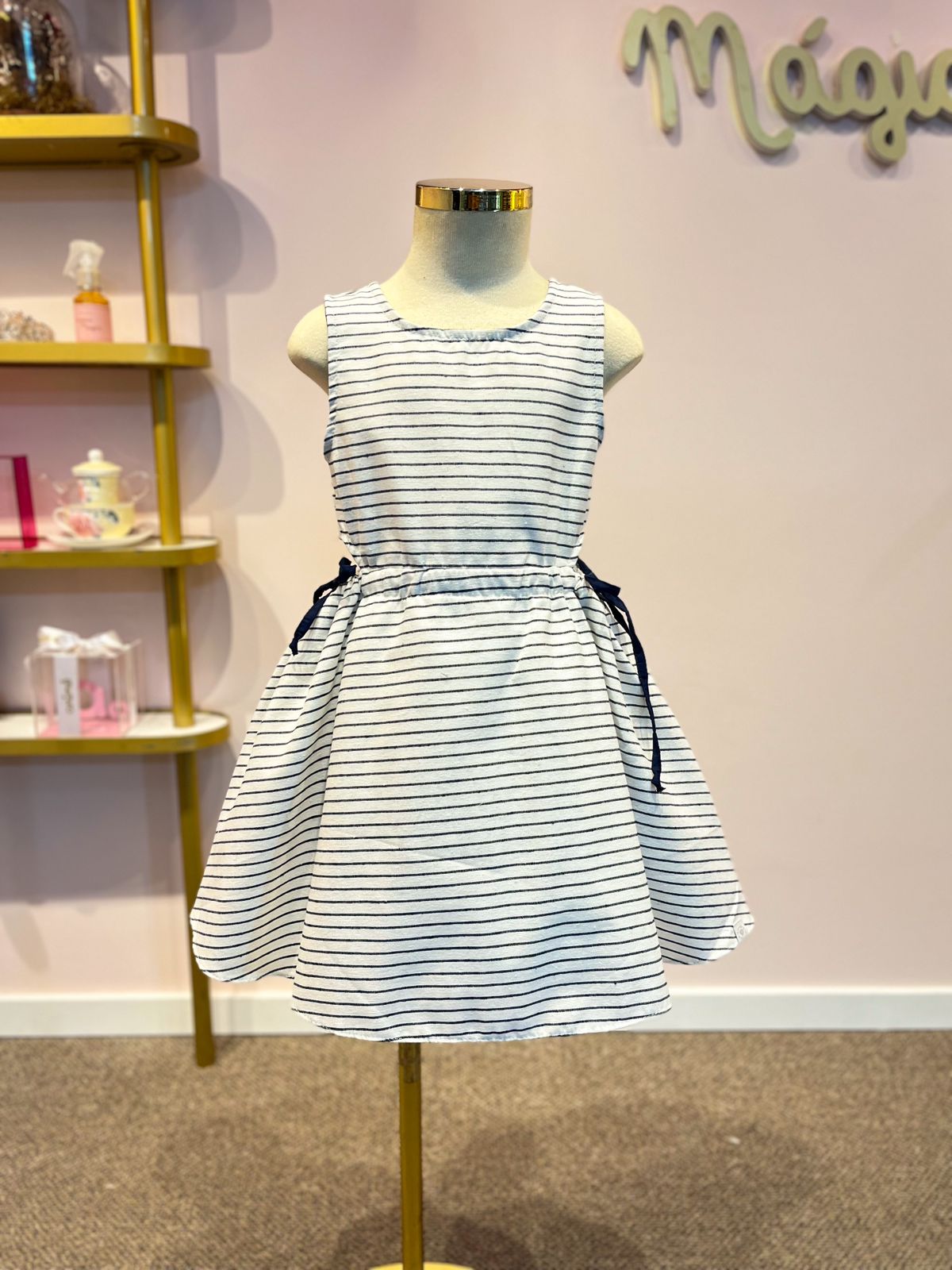 Vestido Infantil Málagah Listras Azuis