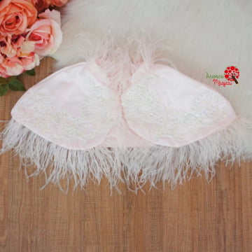 Capa de Luxo Rosinha Bordado e Plumas Petit Cherie Capa de Luxo Rosinha Bordado e Plumas Petit Cherie