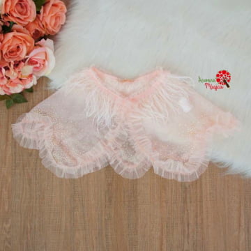 Capa de Luxo Tule Brilhos e Plumas Petit Cherie Capa de Luxo Tule Brilhos e Plumas Petit Cherie