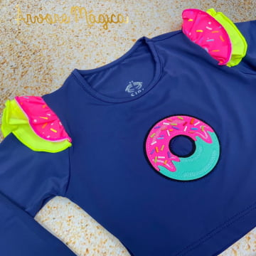 Biquíni Infantil Cropped Donuts Proteção UV 50+