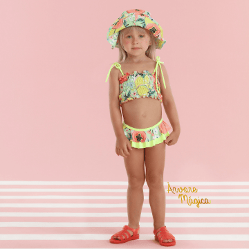 Biquíni Infantil Frutinhas de Verão Neon Proteção UV50+