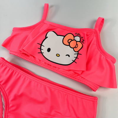 Biquíni Infantil Hello Kitty Rosa Neon