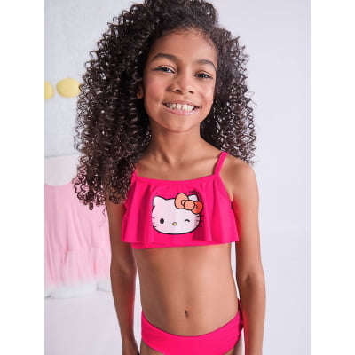 Biquíni Infantil Hello Kitty Rosa Neon