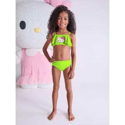 Biquíni Infantil Hello Kitty Verde Neon 