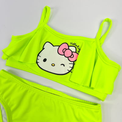 Biquíni Infantil Hello Kitty Verde Neon 