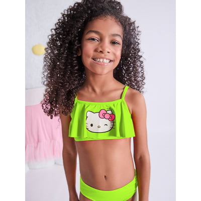 Biquíni Infantil Hello Kitty Verde Neon 