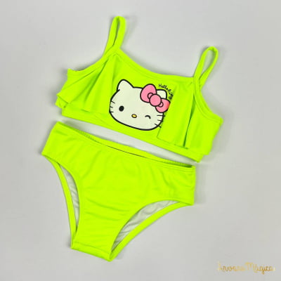 Biquíni Infantil Hello Kitty Verde Neon 