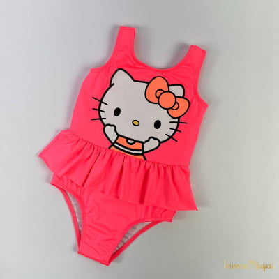 Maiô Infantil Hello Kitty Rosa Neon