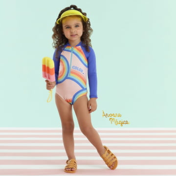 Maiô Infantil Rainbow Color Proteção UV50+