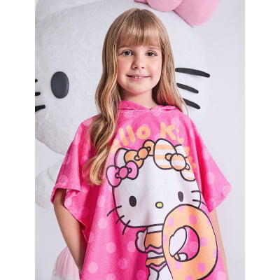 Roupão Infantil Rosa Neon Hello Kitty 