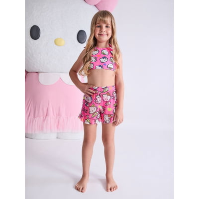 Short Saída de Praia Infantil Rosa Hello Kitty 