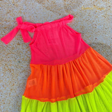 Vestido de Praia Infantil Bianca Rosa Fluor Siri
