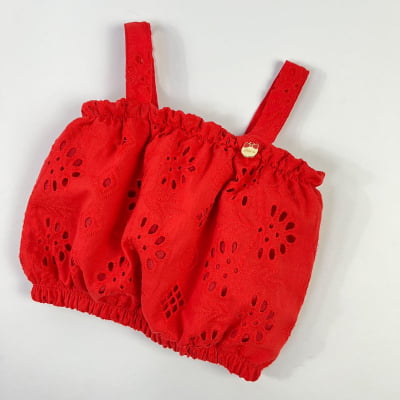 Conjunto Infantil Momi Laise Vermelho Saia & Cropped