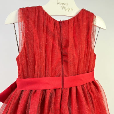 Vestido de Festa Infantil Málagah Vermelho Tule Glitter