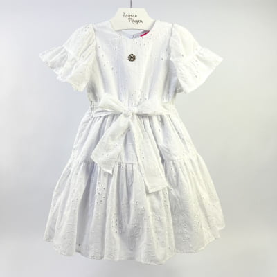 Vestido Infantil Momi Laise Branco Babados