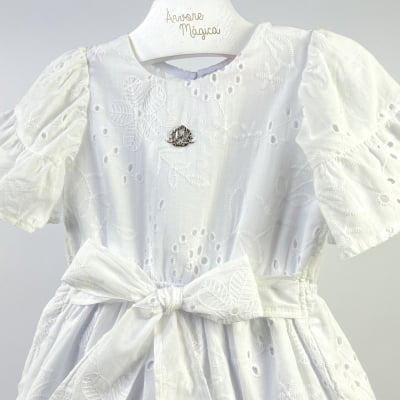 Vestido Infantil Momi Laise Branco Babados