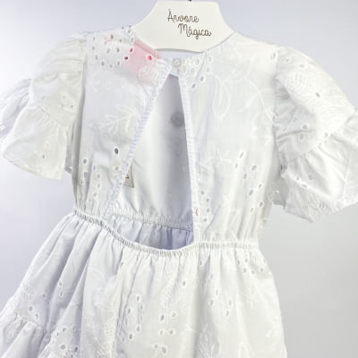 Vestido Infantil Momi Laise Branco Babados