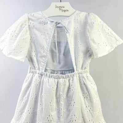 Vestido Infantil Momi Laise Branco Laço