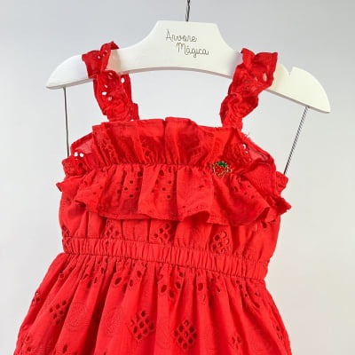 Vestido Infantil Momi Laise Vermelho Babados