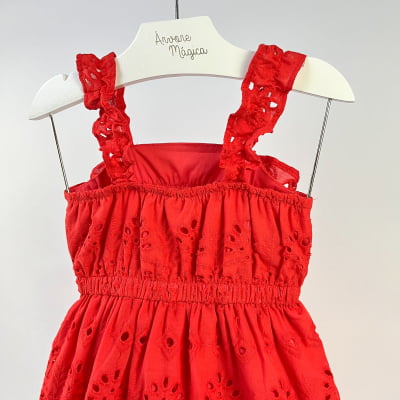 Vestido Infantil Momi Laise Vermelho Babados