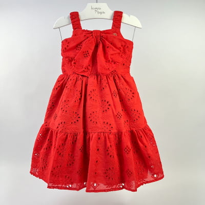 Vestido Infantil Momi Laise Vermelho Laço