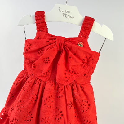 Vestido Infantil Momi Laise Vermelho Laço