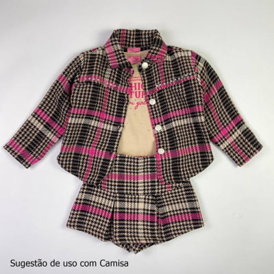 Casaco Infantil Momi Tweed Preto & Pink
