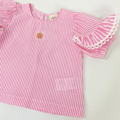 Conjunto Infantil Animê Listras Rosa