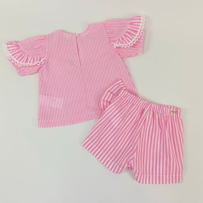 Conjunto Infantil Animê Listras Rosa