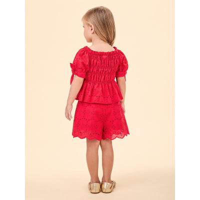 Conjunto Infantil Blusa & Short Laise Vermelho Animê