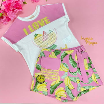 Conjunto Infantil I Love Fruit Salad Petit Cherie Conjunto Infantil I Love Fruit Salad Petit Cherie