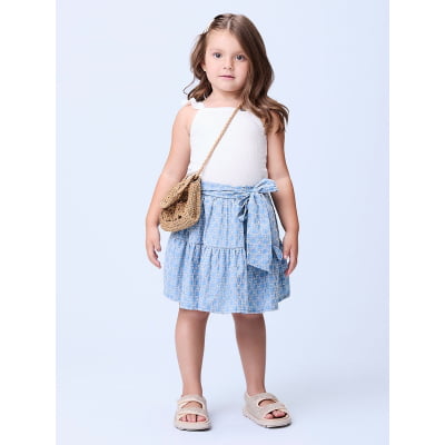 Conjunto Infantil Momi Alice Saia Chambray Laço