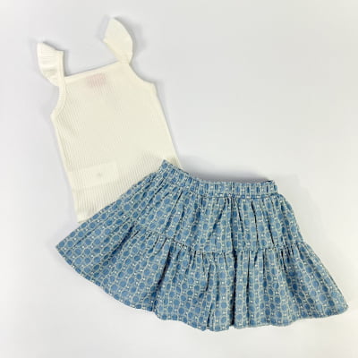 Conjunto Infantil Momi Alice Saia Chambray Laço