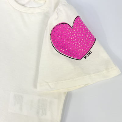 Conjunto Infantil Momi Blusa & Saia de Tule Paetês Neon Rosa