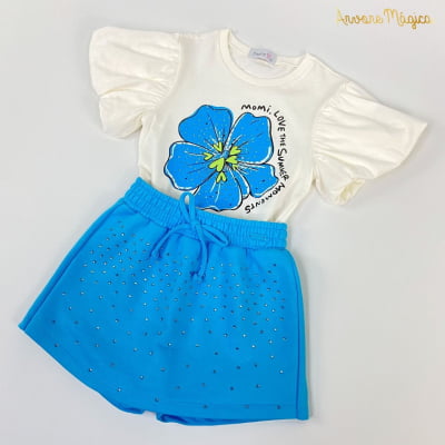 Conjunto Infantil Momi Flor Azul 