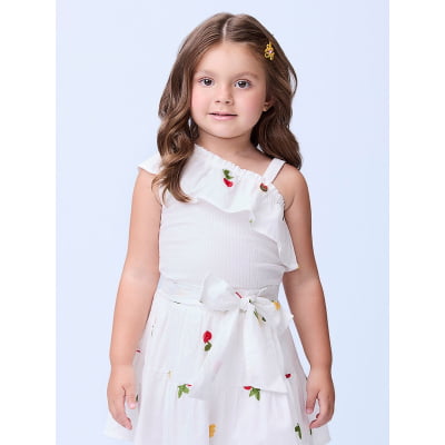 Conjunto Infantil Momi Flores & Cerejas Bordadas